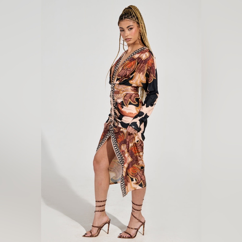 V-Neck Patterned Dress